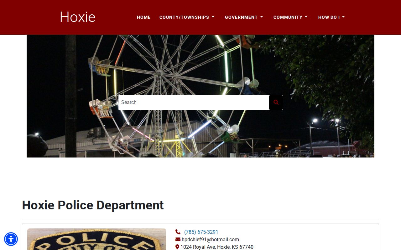 Hoxie Police Department official arrest records contact page in Sheridan County